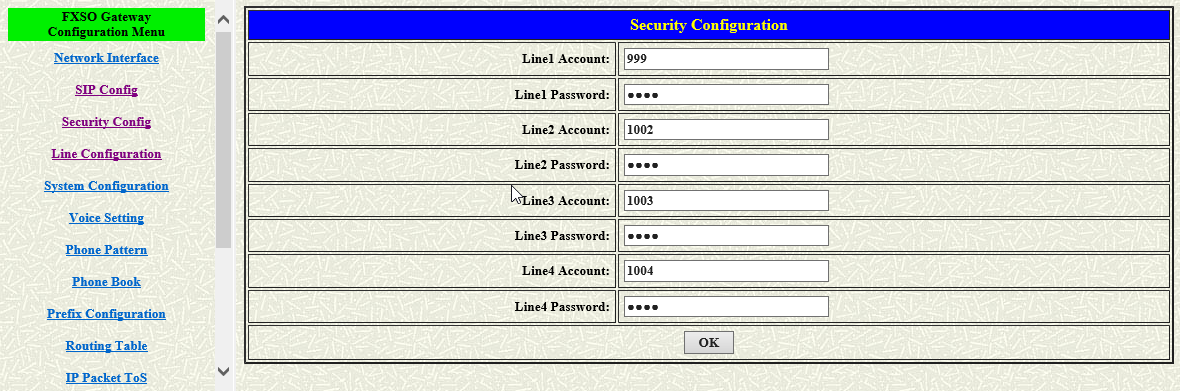 Linie SIP - Gateway